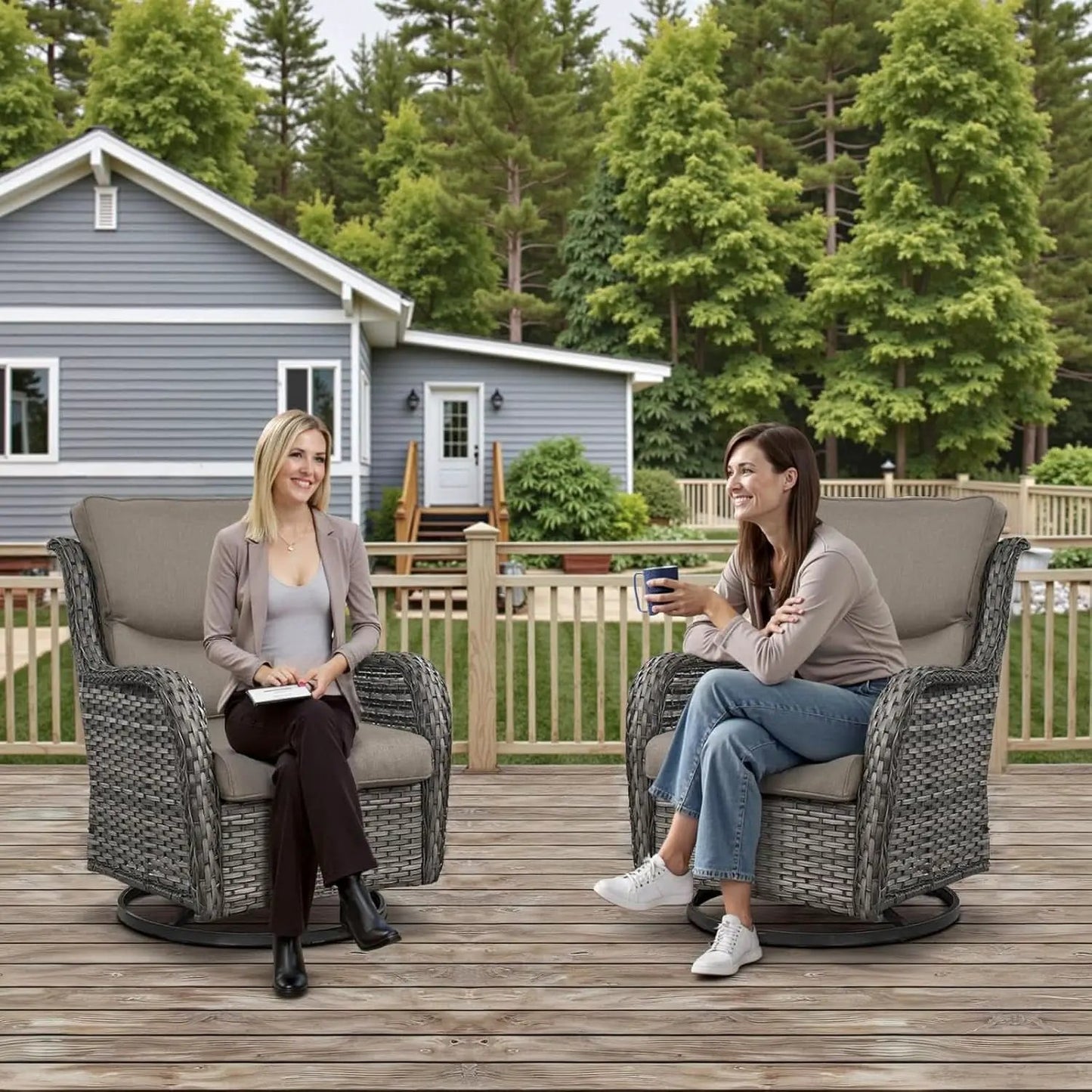 Outdoor Swivel Rocker Patio Chairs Set with Table from PriceLows™