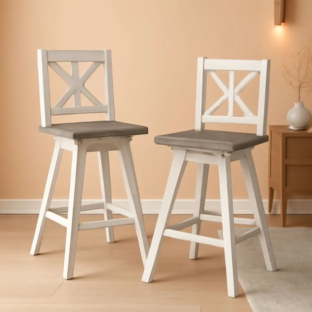 Amsonia Counter Height Swivel Barstool Set 2 White from PriceLows™