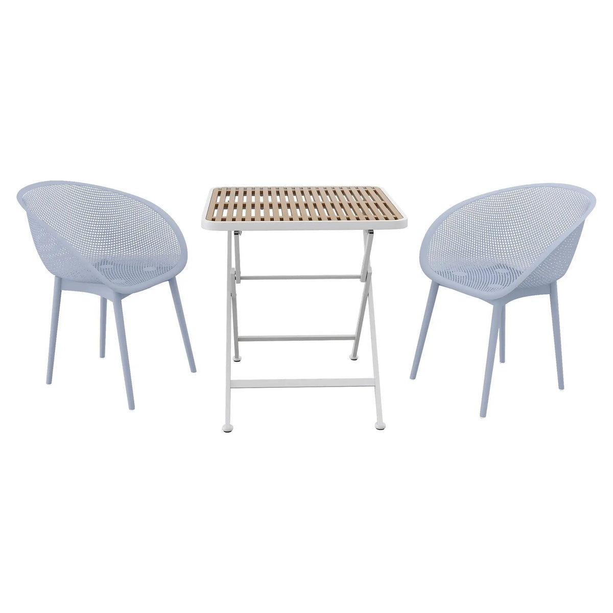 Lounge Chair Set With Folding Table | 2 Pack Chairs | All-Weather Polypropylene | Woven Design
