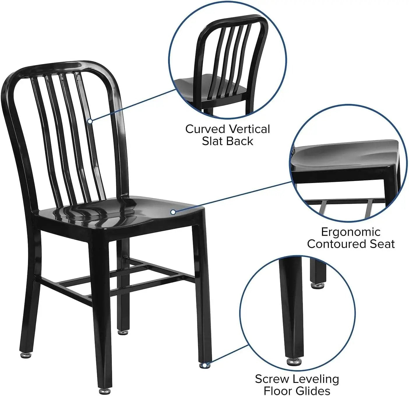 Commercial Grade Black Metal Indoor Outdoor Dining Chair from PriceLows™