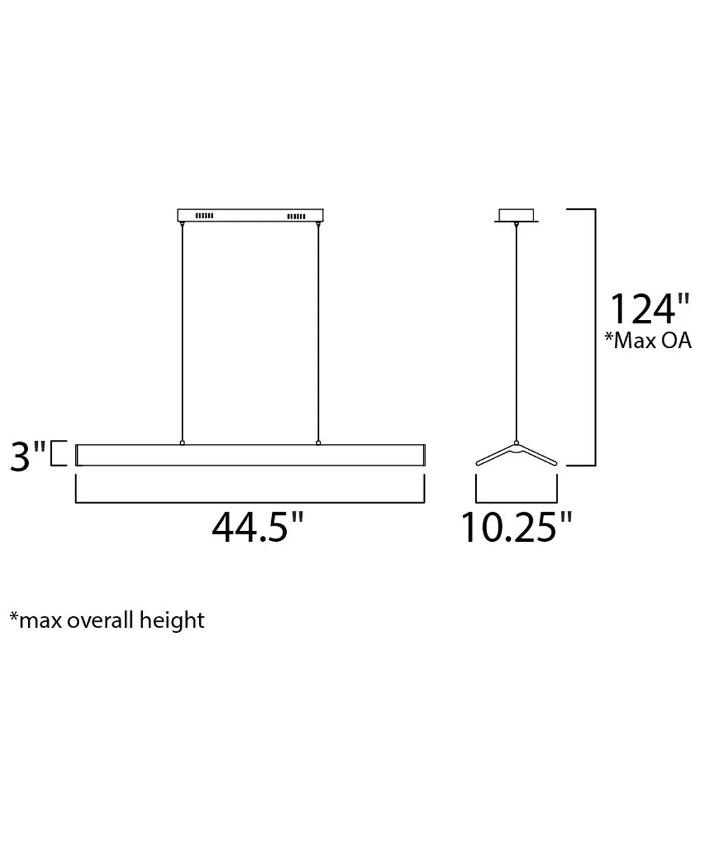 Pendant Light | 46 Inch Length | Black Chrome | Integrated LED