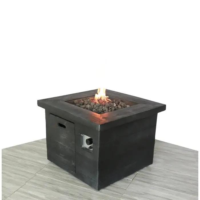 Fibre Reinforced Propane / Natural Gas Fire Pit Table - | 32 x 32 x 24 in | Concrete & Wood | Charcoal