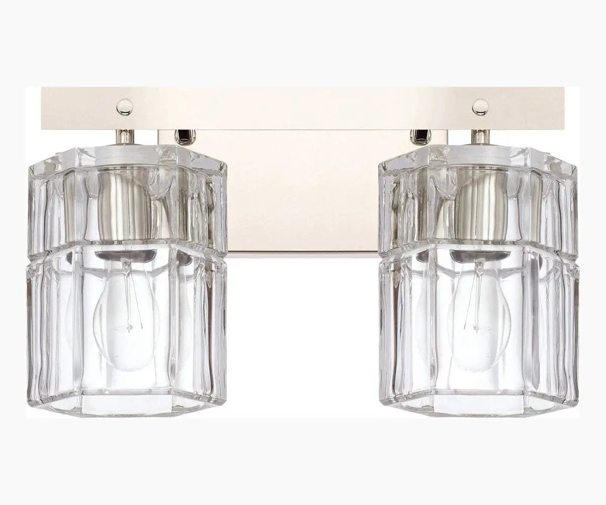 Bathroom Vanity Light | 14 Inch Wide | 2 Light | Polished Nickel
