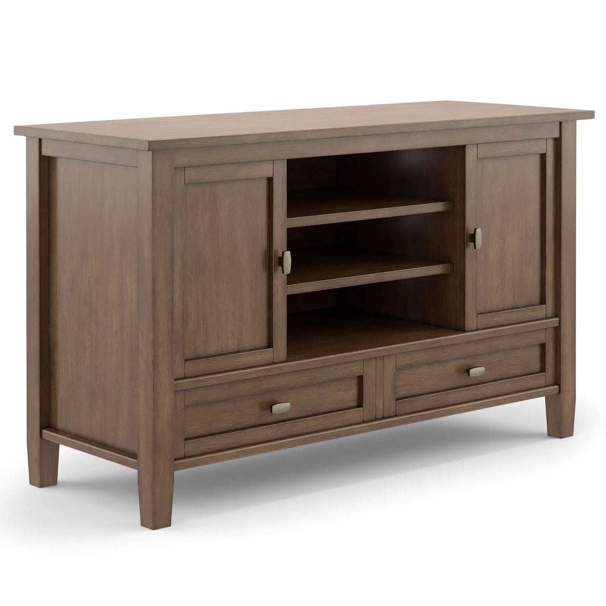 Warm Shaker TV Media Stand | Handcrafted Solid Wood | Two Bottom Drawers | 47 Inch Length