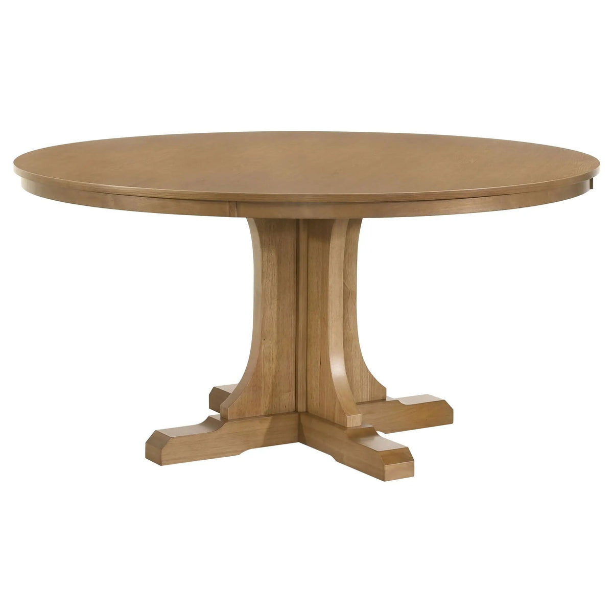 Hartville 60-inch Round Dining Table Natural Light | 60 x 60 x 30 in | Rubberwood & Engineered Wood | Brown