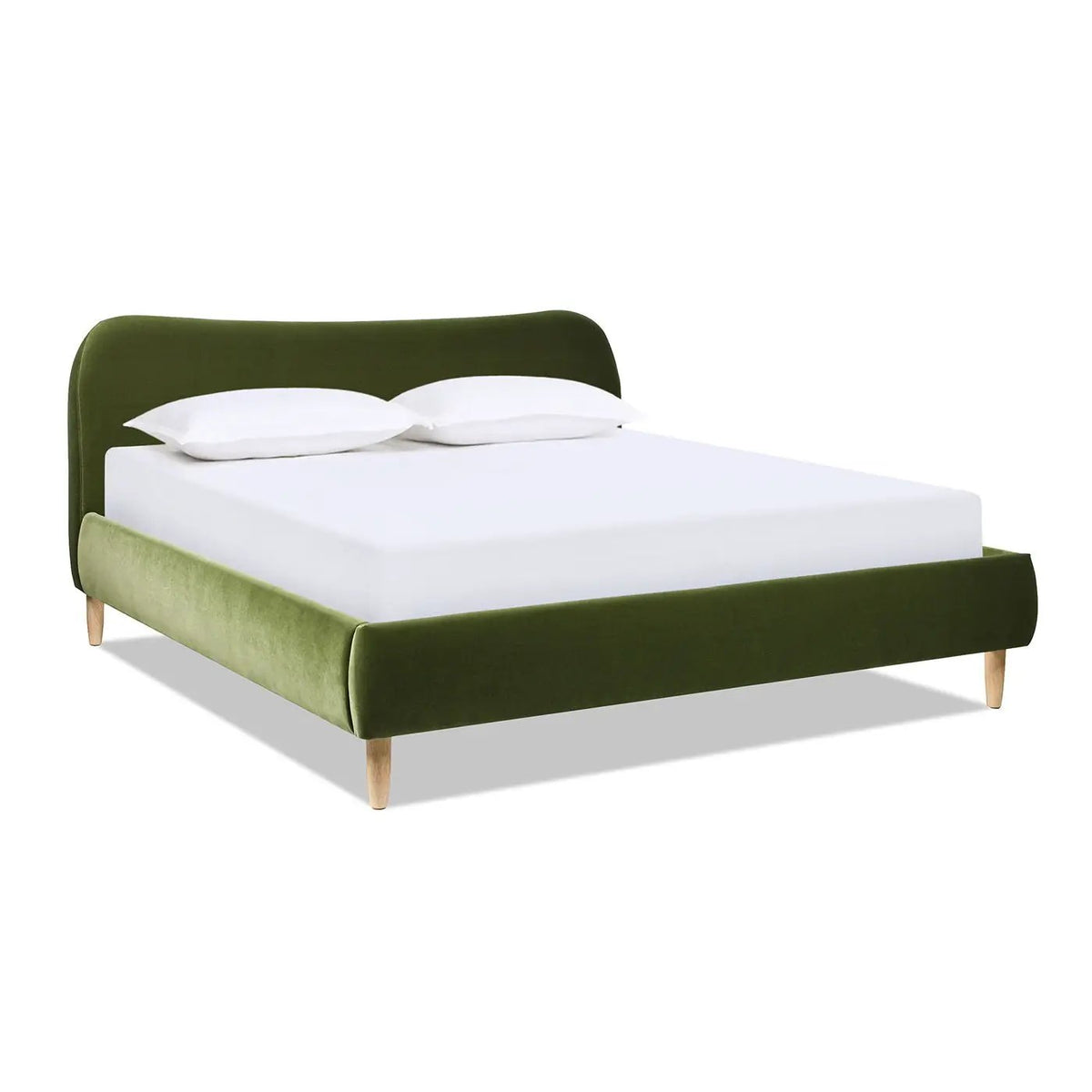 Roman Upholstered Platform Bed | Curved Headboard | Upholstered Rails | Eco-Friendly Construction
