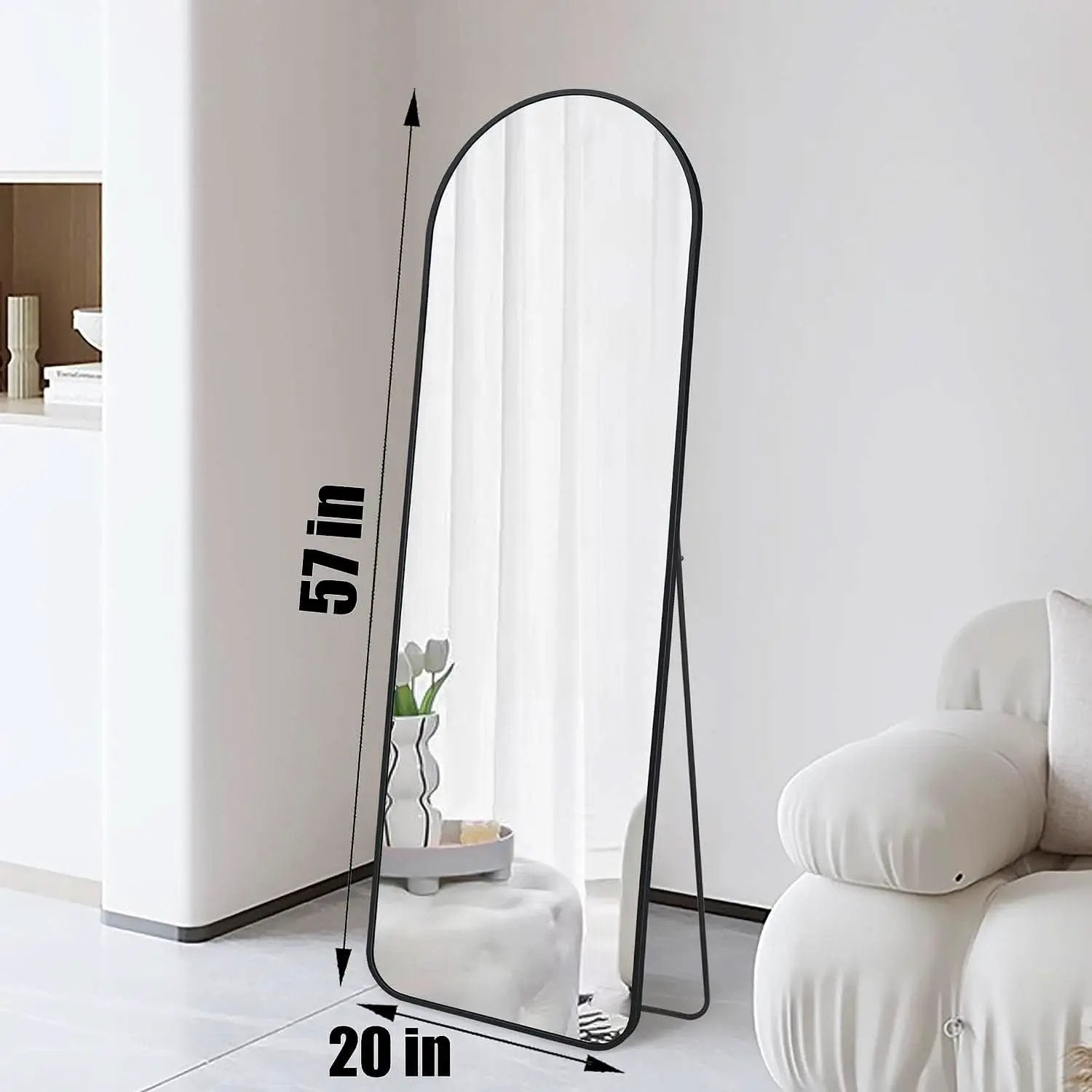 Black 57 Inch Full Length Arch Mirror For Entryway from PriceLows™