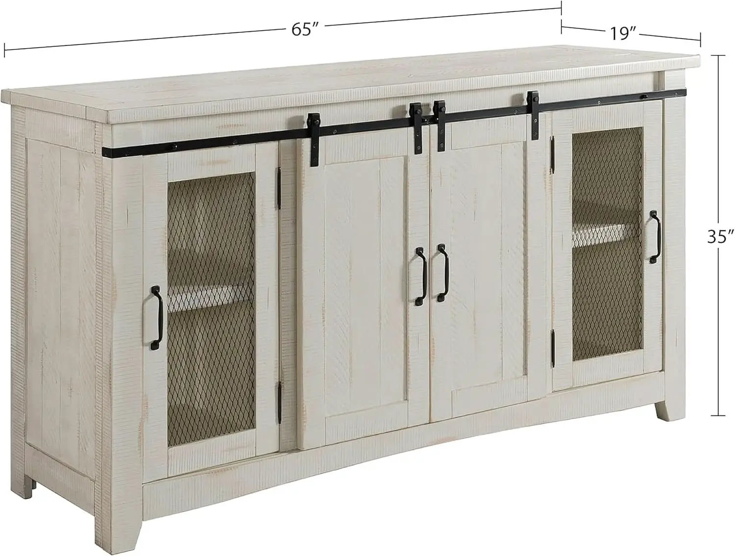 65 Inch Solid Wood TV Stand In Antique White With Storage from PriceLows™