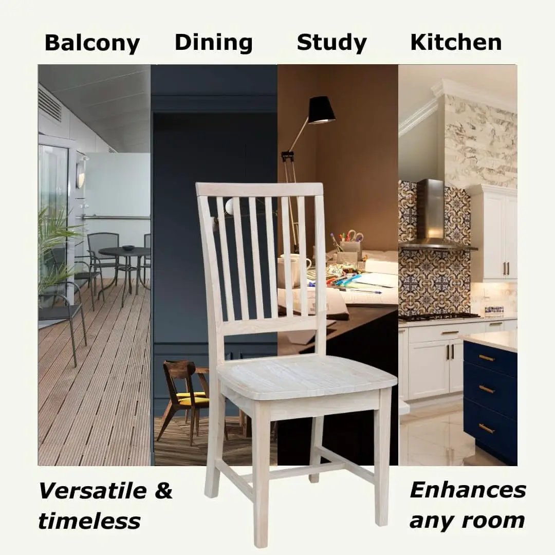 Mission Side Dining Chairs Set Of 2 Solid Parawood Unfinished 39.2 Inch Height from PriceLows™