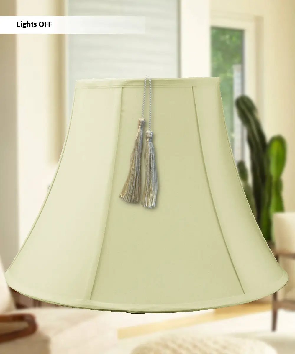 Bell Lamp Shade | 20x15 Inch | Shantung Fabric | Eggshell With Tassel