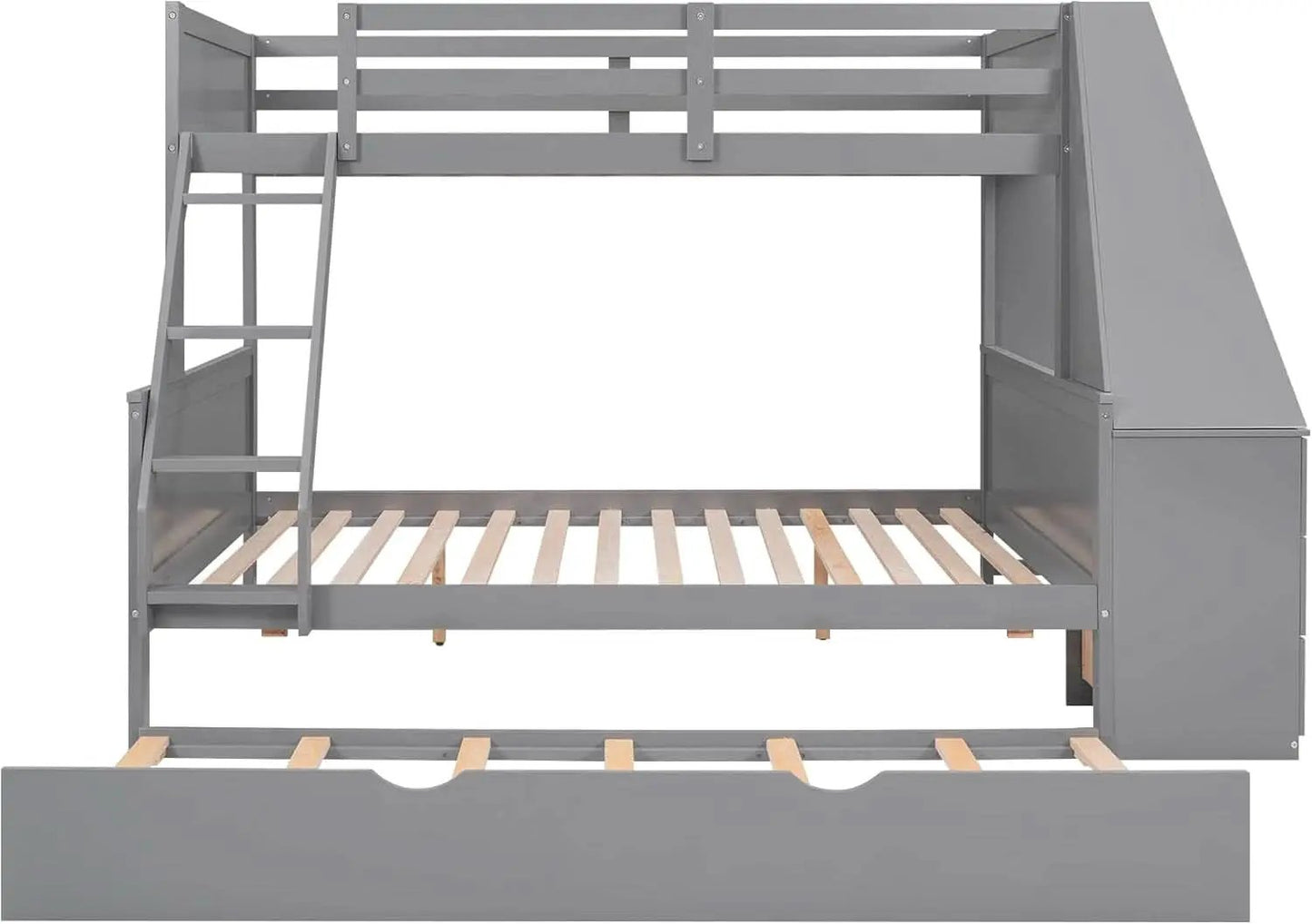 Gray Twin Over Full Bunk Bed With Trundle And Desk from PriceLows™