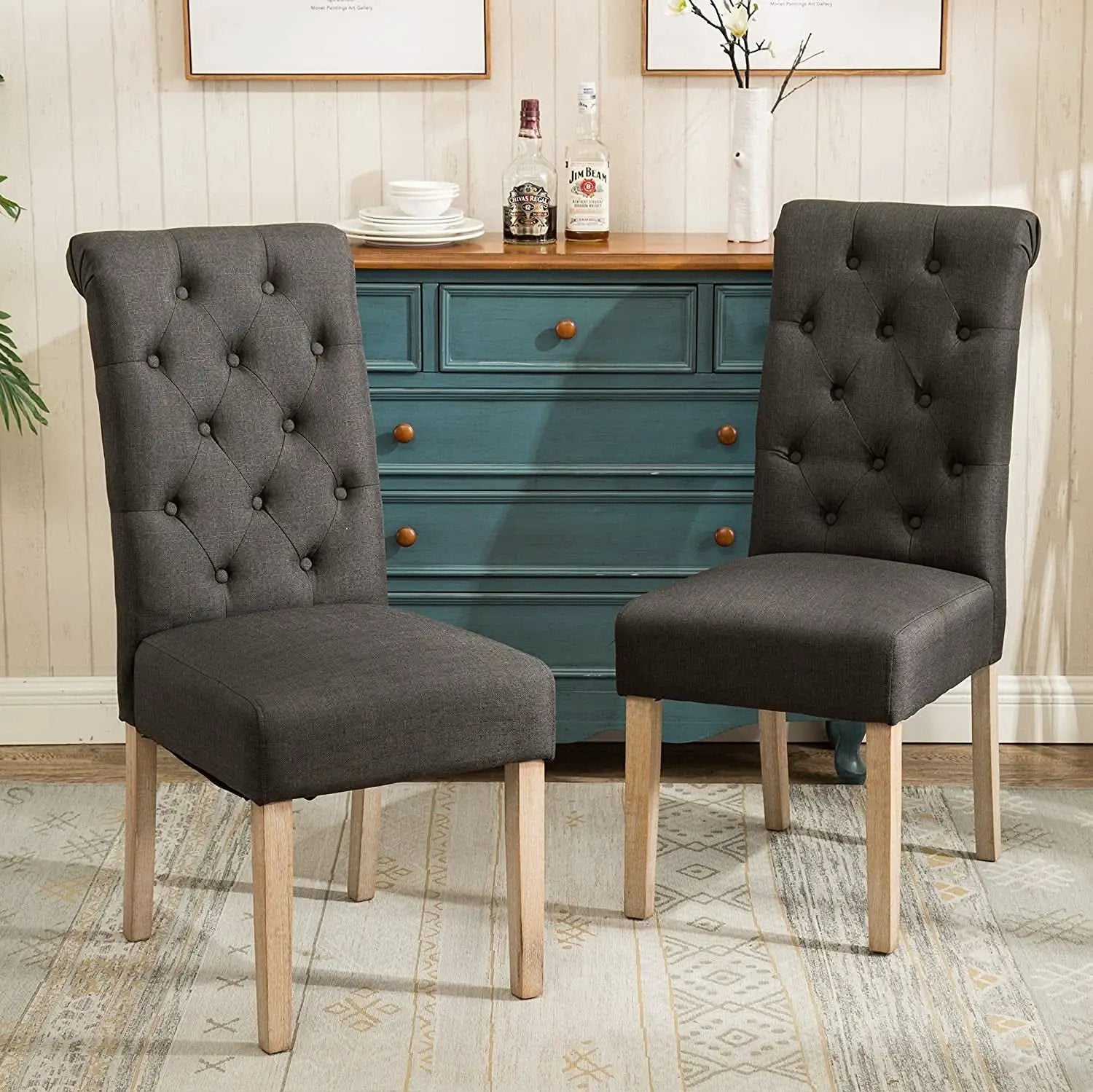 Charcoal Tufted Parsons Dining Chair Modern Style Elegant from PriceLows™