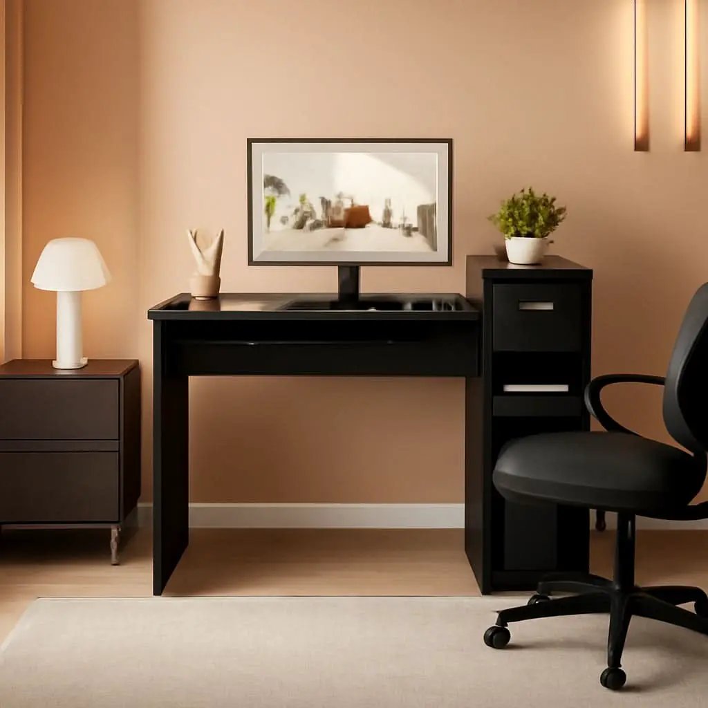 Modern Desk Drawer Shelves And Ergonomic Mesh Chair Set from PriceLows™