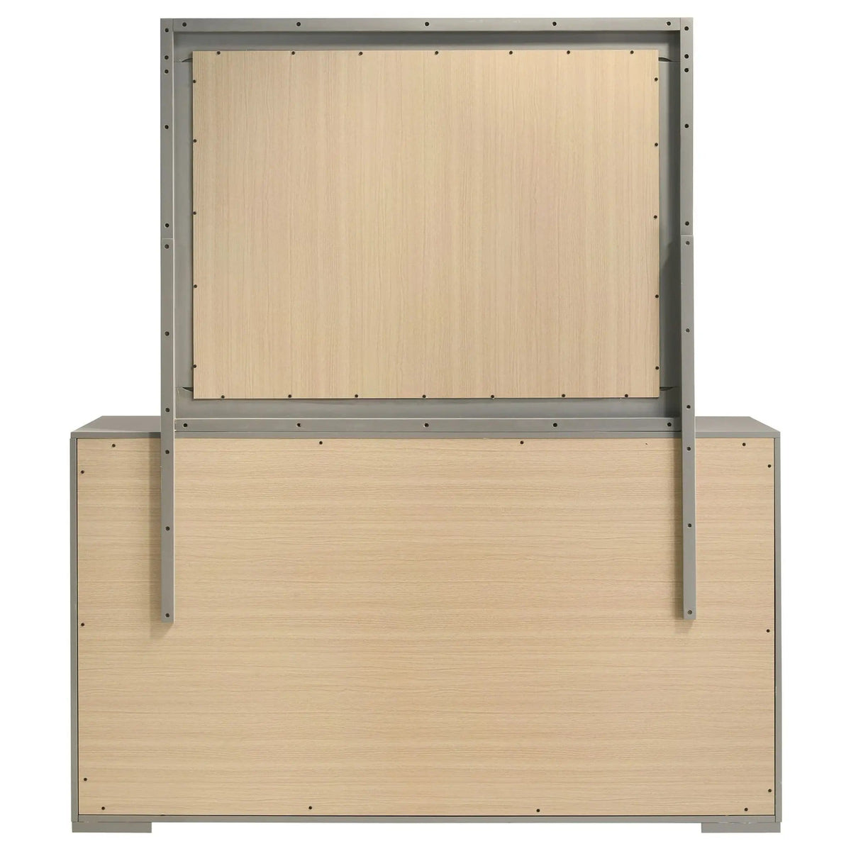Ives 6-drawer Dresser and Mirror Grey High Gloss | 63 x 18 x 74 in | 6-Drawer | Bedroom