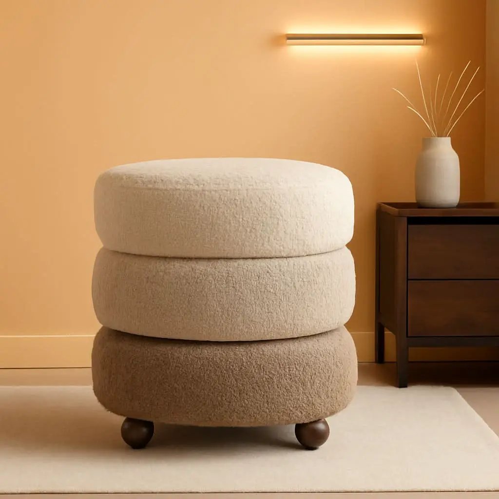 Round Upholstered Ottoman With Storage Gradient Brown from PriceLows™