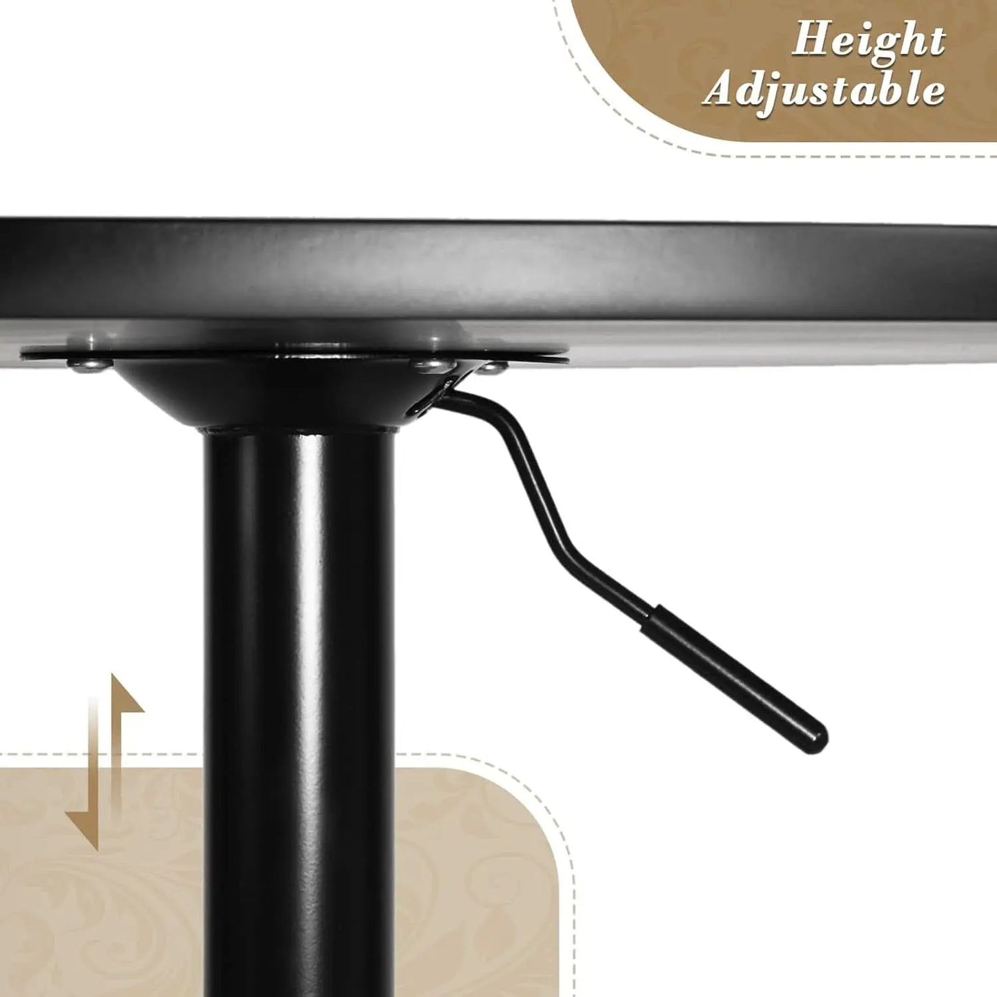 Height Adjustable Round Black Pub Tabletop Outdoor from PriceLows™