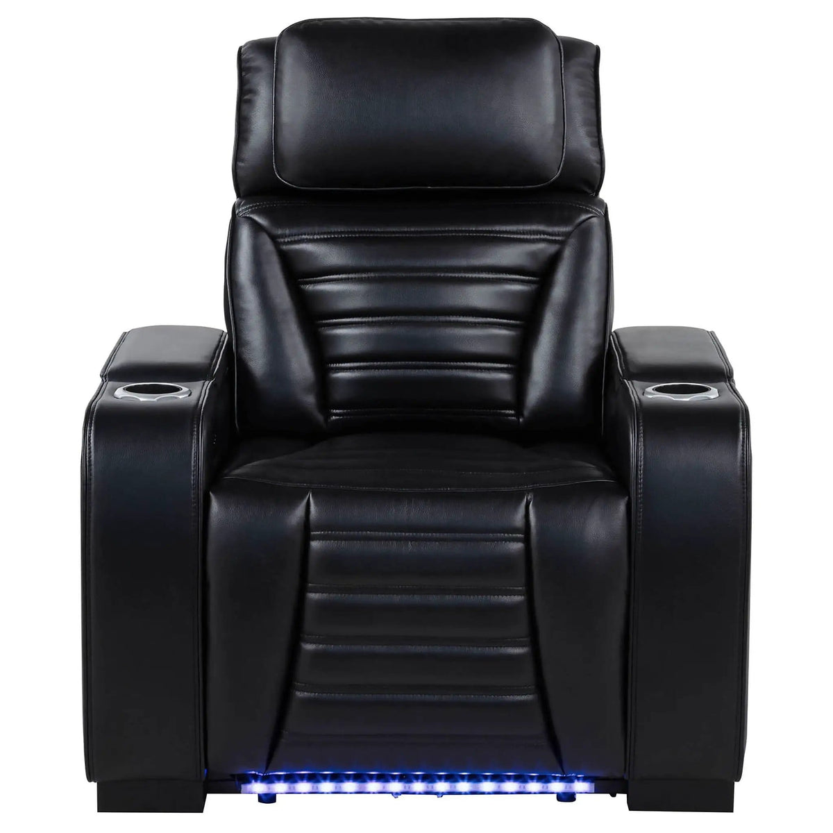 Zuma Faux Leather Upholstered Dual Power LED Recliner Reclining Chair | 38 x 40 x 43.75 in | Faux Leather | Black