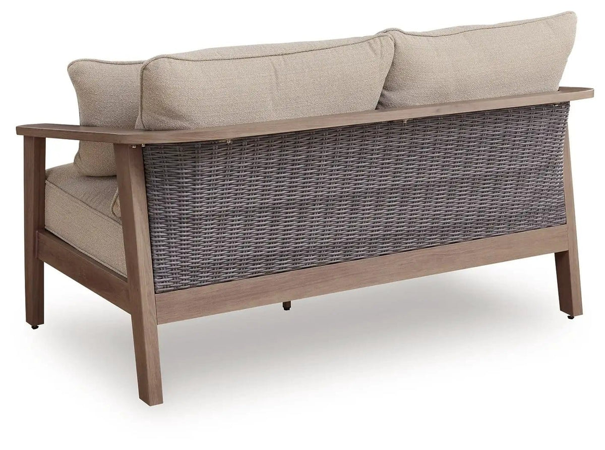 Harmony Headlands Loveseat With Cushion | 61.5 x 35.5 x 37.13 in | Polyester & Fabric | Natural / Gray