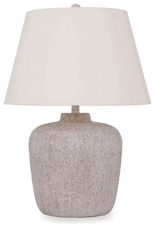Danry Metal Table Lamp | 19.25 x 19.25 x 27.25 in | Fabric & Metal | Distressed Cream