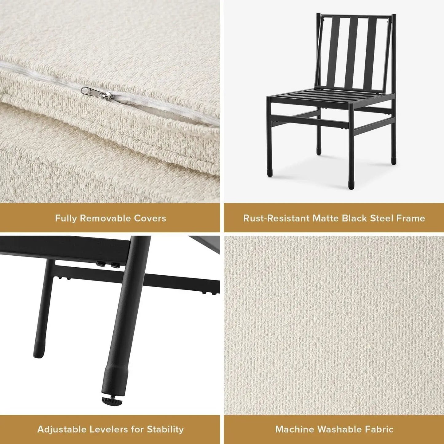 Black Dining Chairs With Removable Cushion Covers Set Of 2 from PriceLows™