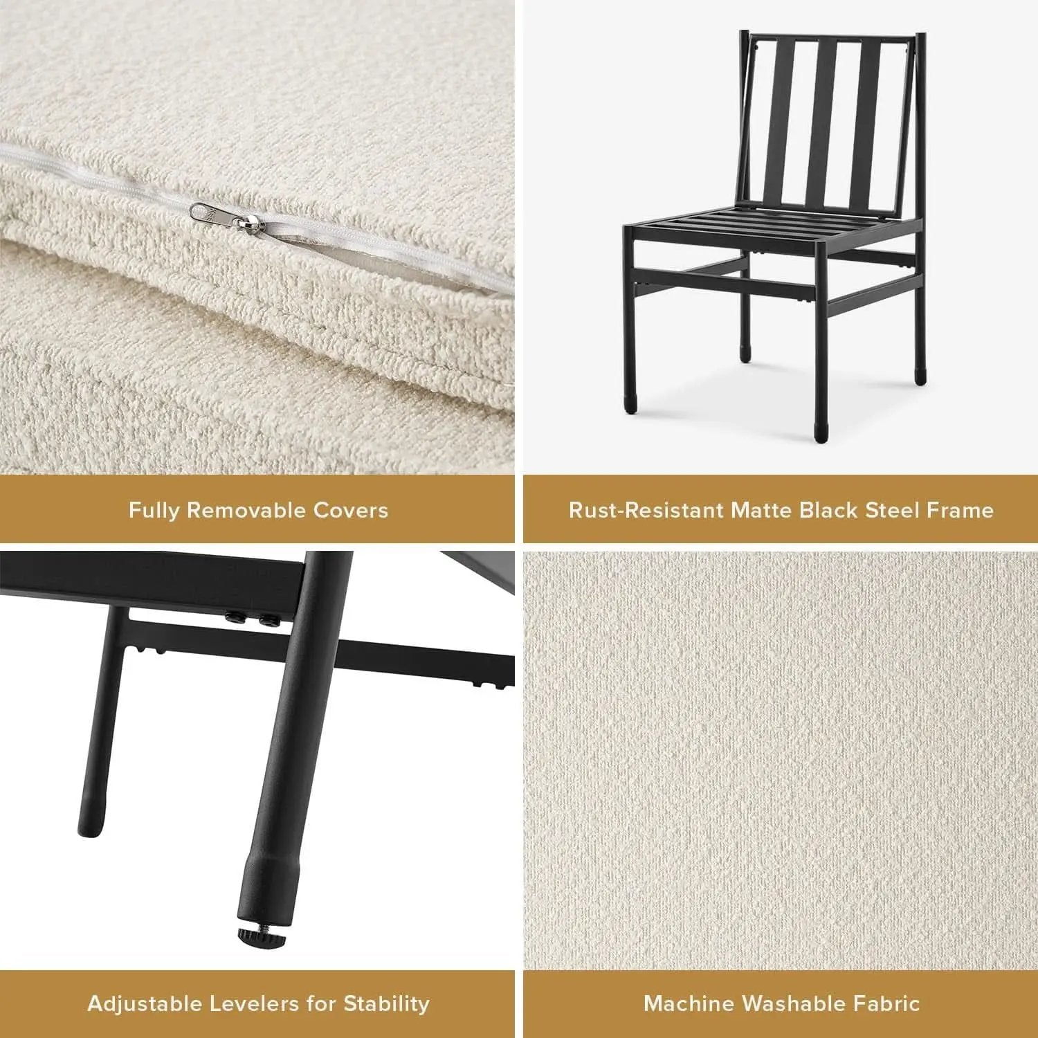 Black Dining Chairs With Removable Cushion Covers Set Of 2 from PriceLows™