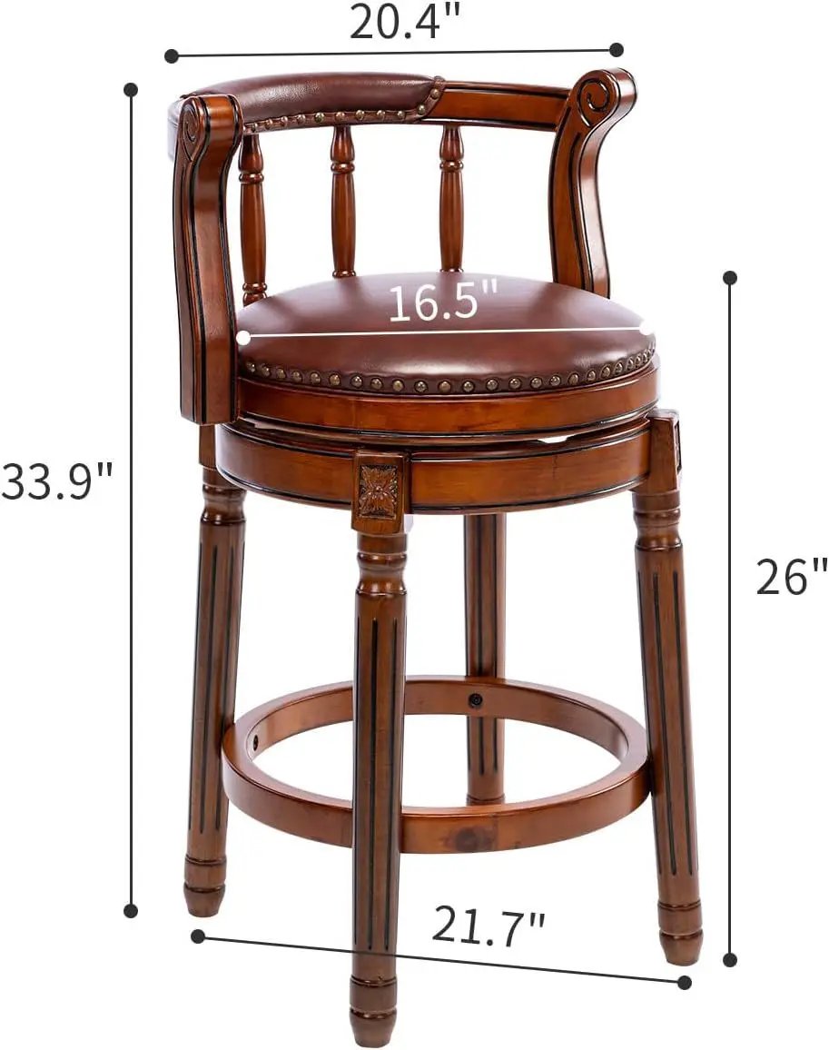 Swivel Bar Stool | Cow Top Upholstery | 360 Degree Swivel | Bar Height Chair With Back