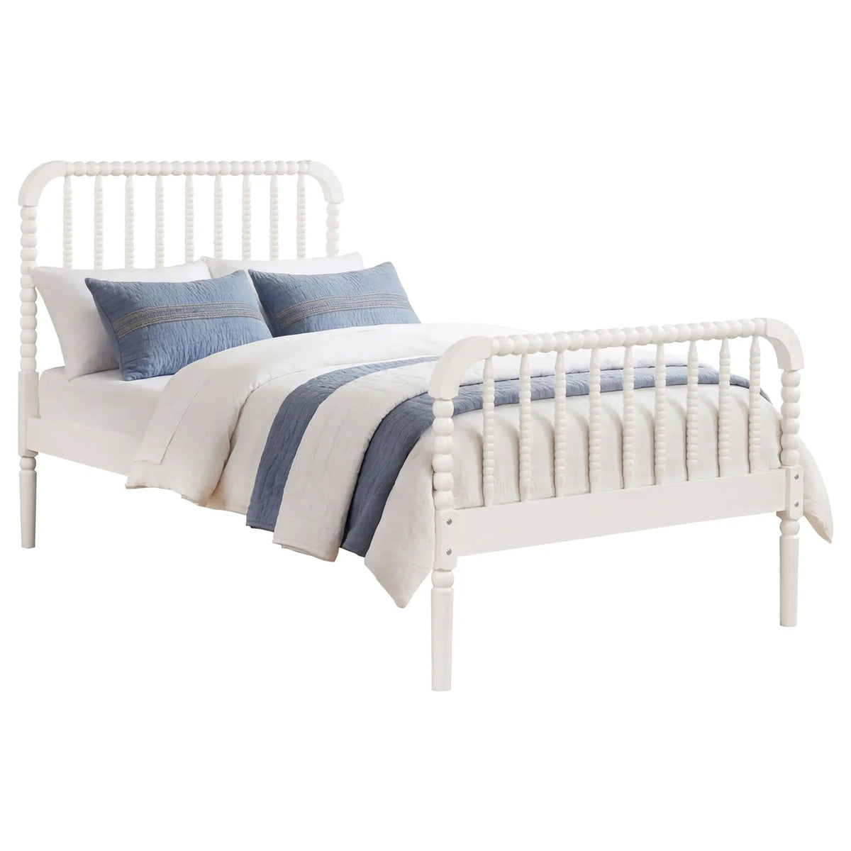 Jones Wood Twin Open Frame Bed | 41.75 x 79.25 x 44 in | Rubberwood | White