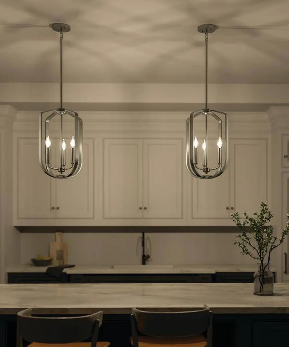 Pendant Light | 3 Light | Brushed Nickel | 14W Ettore