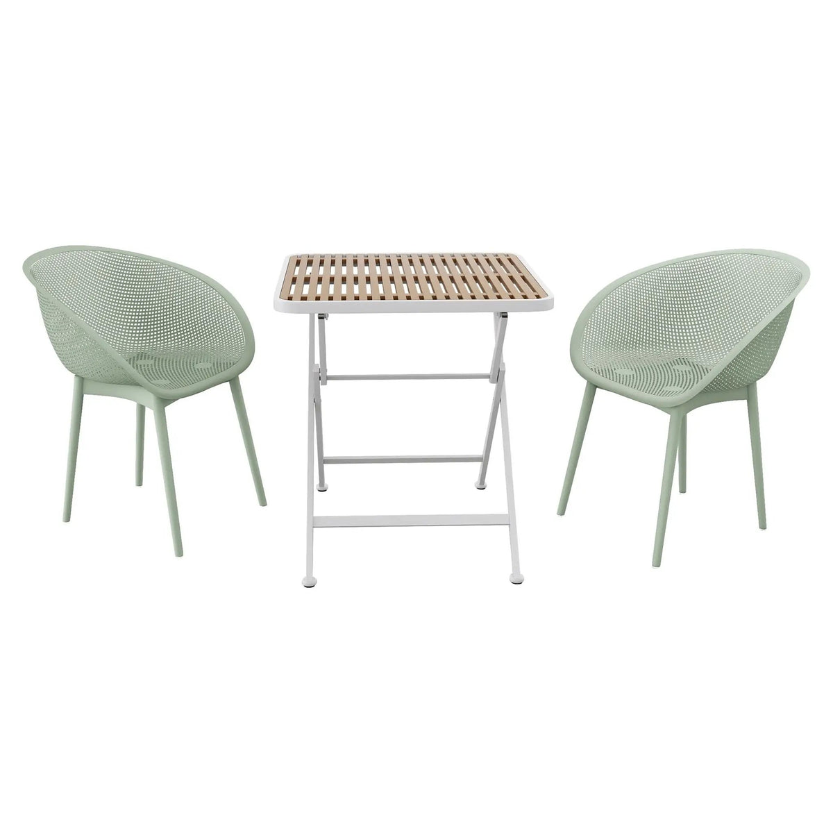 Lounge Chair Set With Folding Table | 2 Pack Chairs | All-Weather Polypropylene | Woven Design