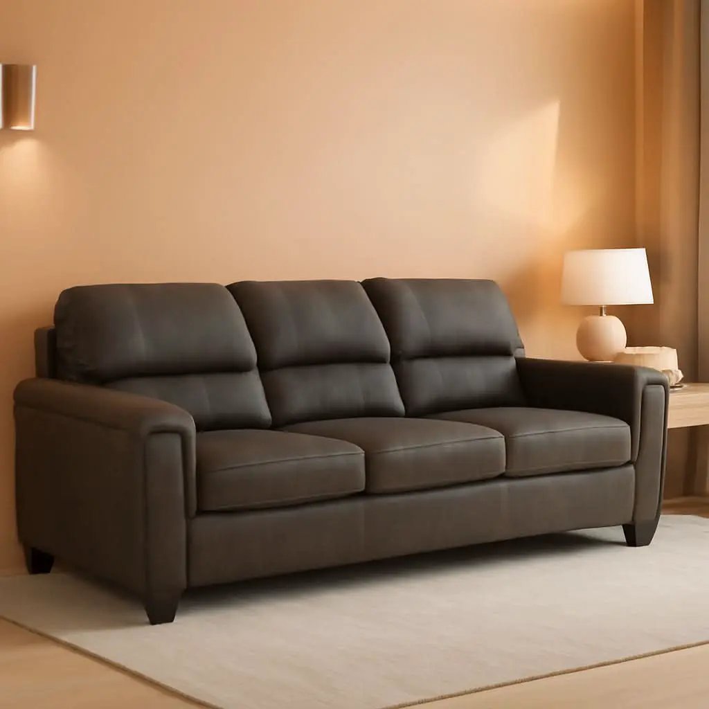 Queen Faux Leather Contemporary Sleeper Couch Gray from PriceLows™