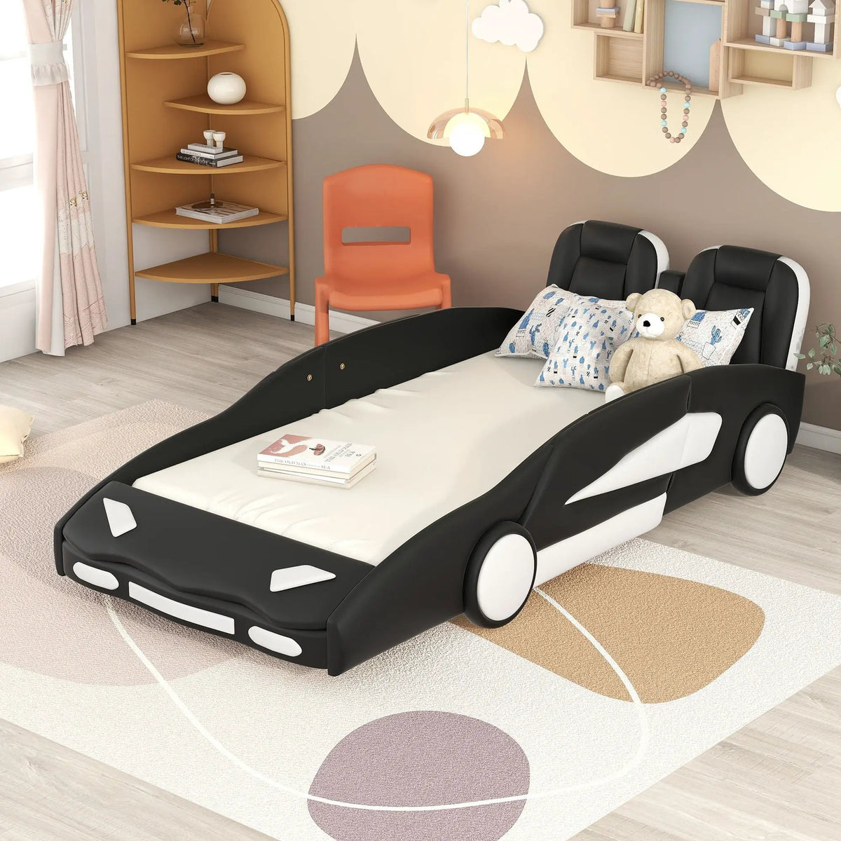 Twin Platform Bed | Race Car Design | Pine Wood Construction