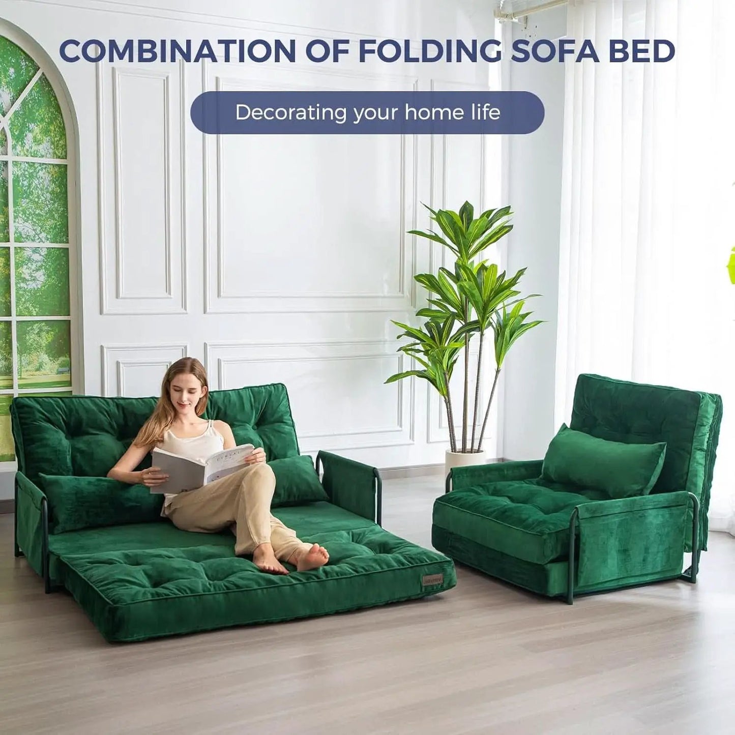 Green Adjustable Floor Sofa Bed Multifunctional Lounge from PriceLows™