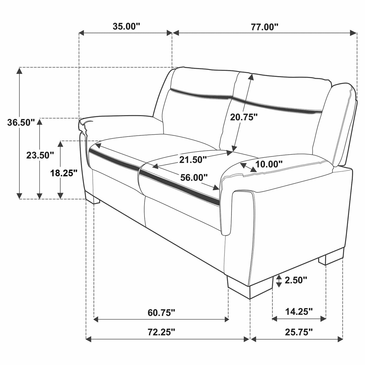 Arabella 2-piece Upholstered Padded Arm Sofa Set | 2-Piece Set | Living Room Furniture | Grey