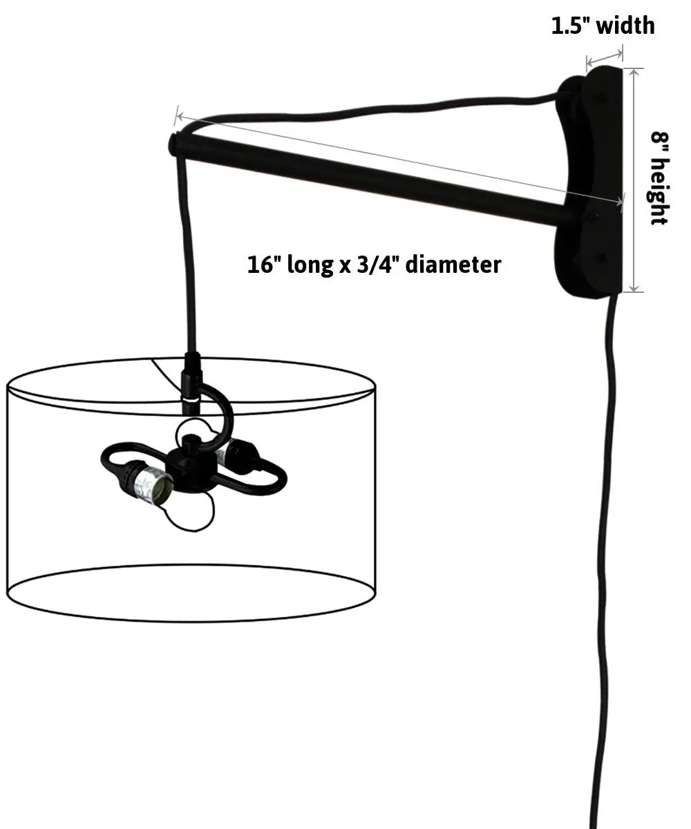 Wall Mount Pendant Swag | 2 Light | Oatmeal Drum Shade | 16 Inch Width