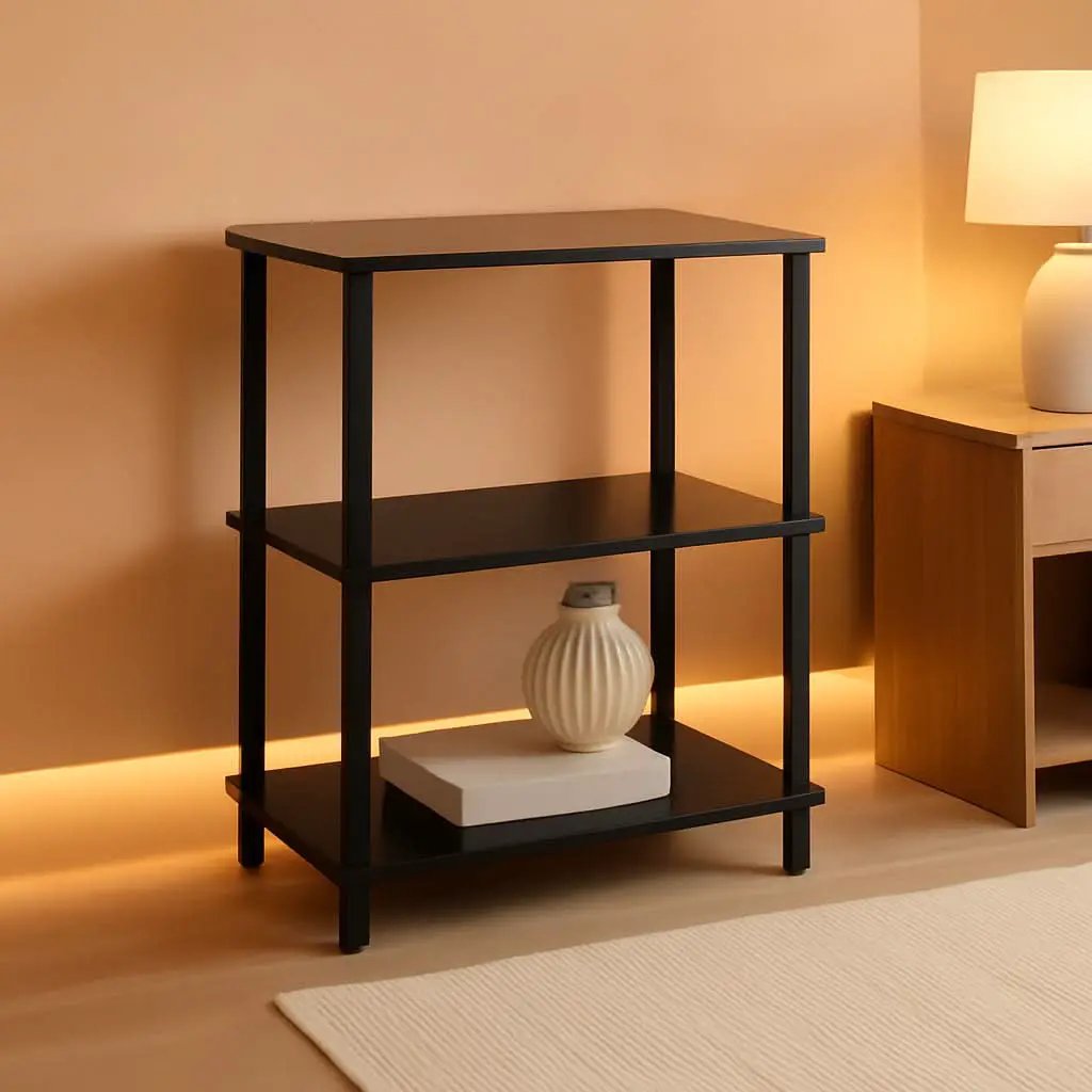 Jaya 3 Tier Walnut Bookcase Display Rack for Living Room from PriceLows™