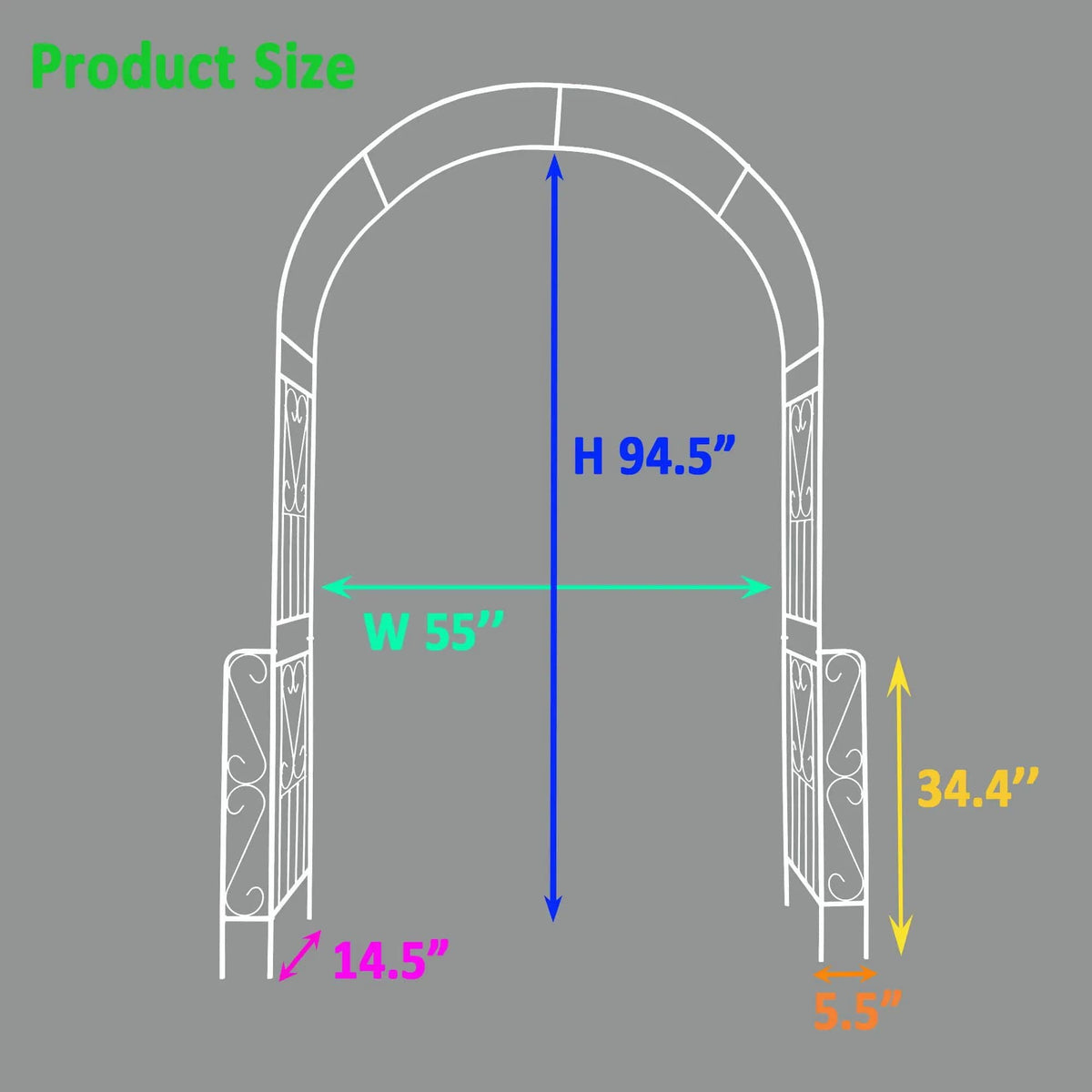 Metal Garden Arch Garden Arbor Trellis Climbing Plants Support Rose Arch Outdoor | 2 Pieces | Metal | Outdoor Living