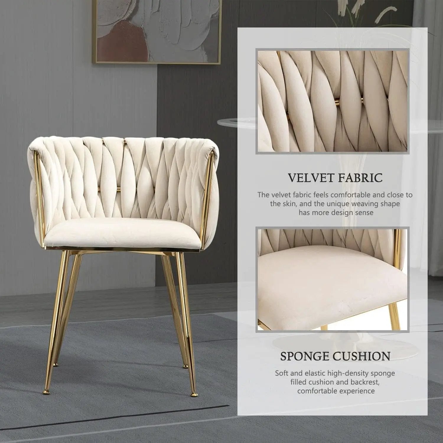 Velvet Dining Chairs With Gold Metal Legs Tufted Modern Wingback Set Of 4 from PriceLows™