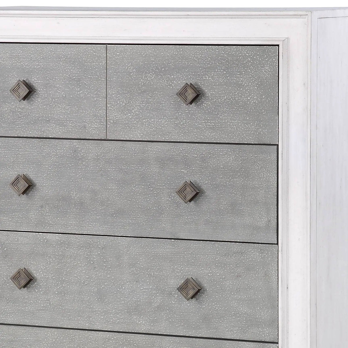 Katia Weathered Chest | White Finish | Full-Extension Metal Glides | Transitional Design