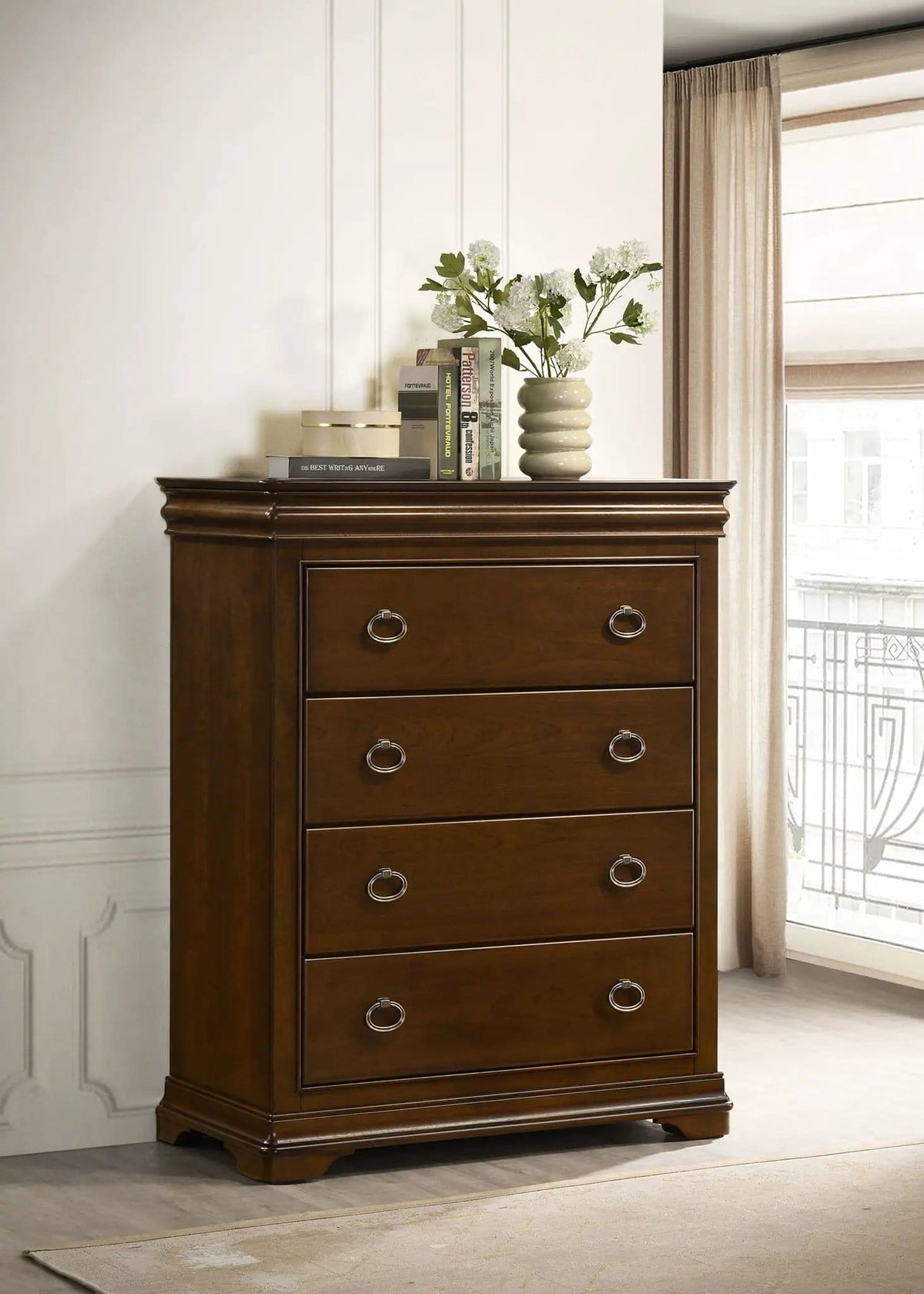 Garland 4-drawer Bedroom Chest of Drawers Brown | 40 x 18.75 x 49.75 in | Cedar | Cherry