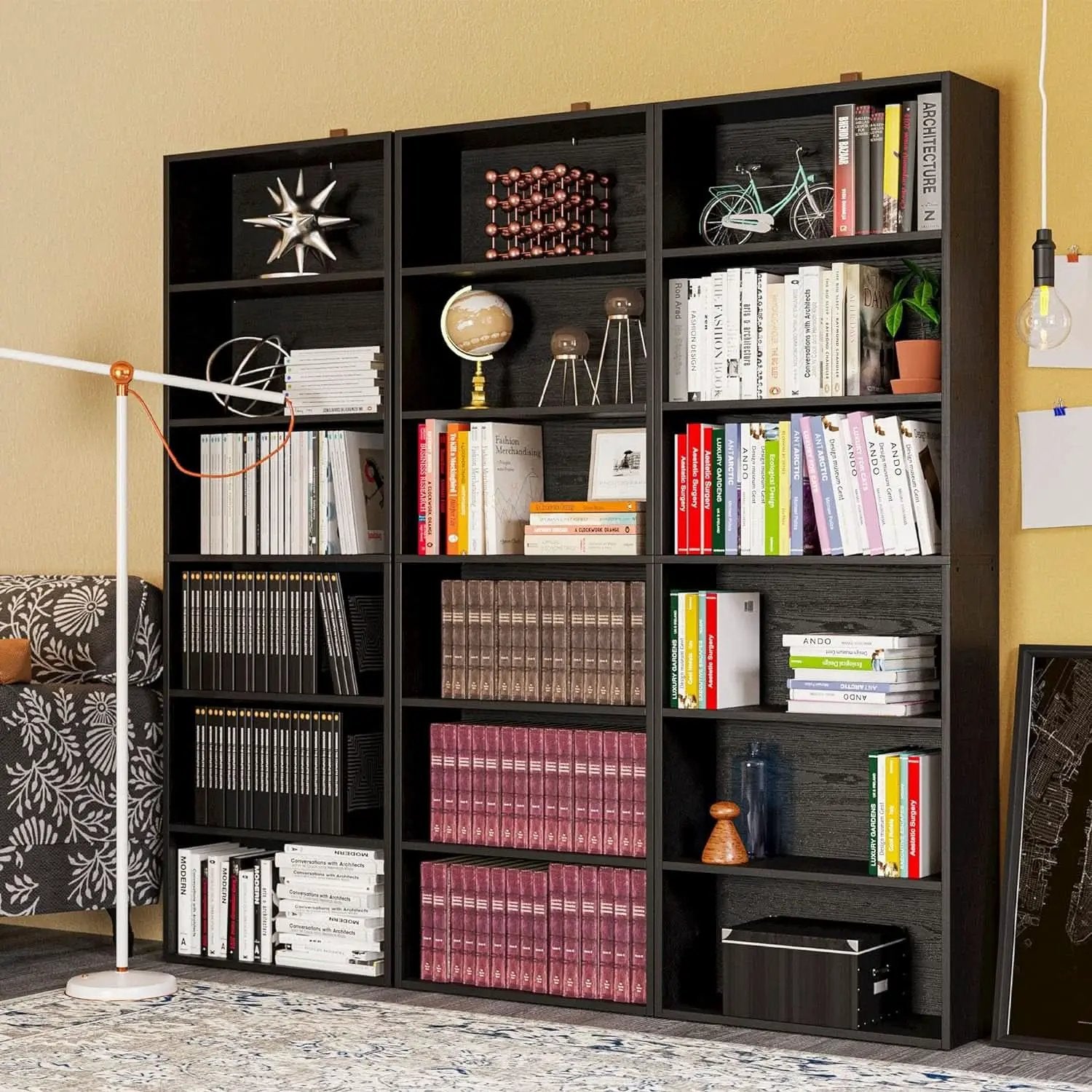 Floor Standing Walnut Finish Bookcase 6 Tier 70 Inches from PriceLows™