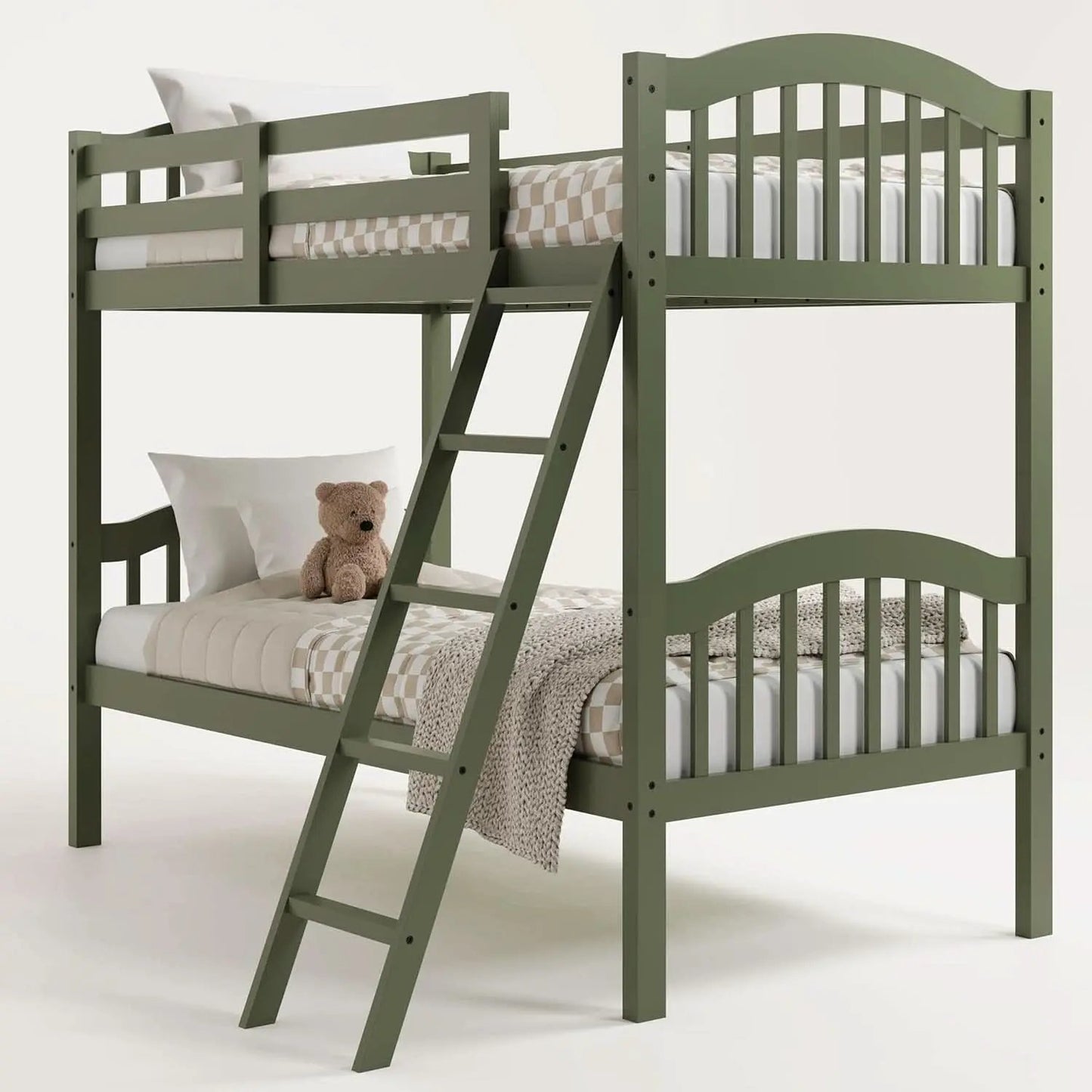 Olive Twin Over Twin Bunk Bed Converts To Two Beds from PriceLows™