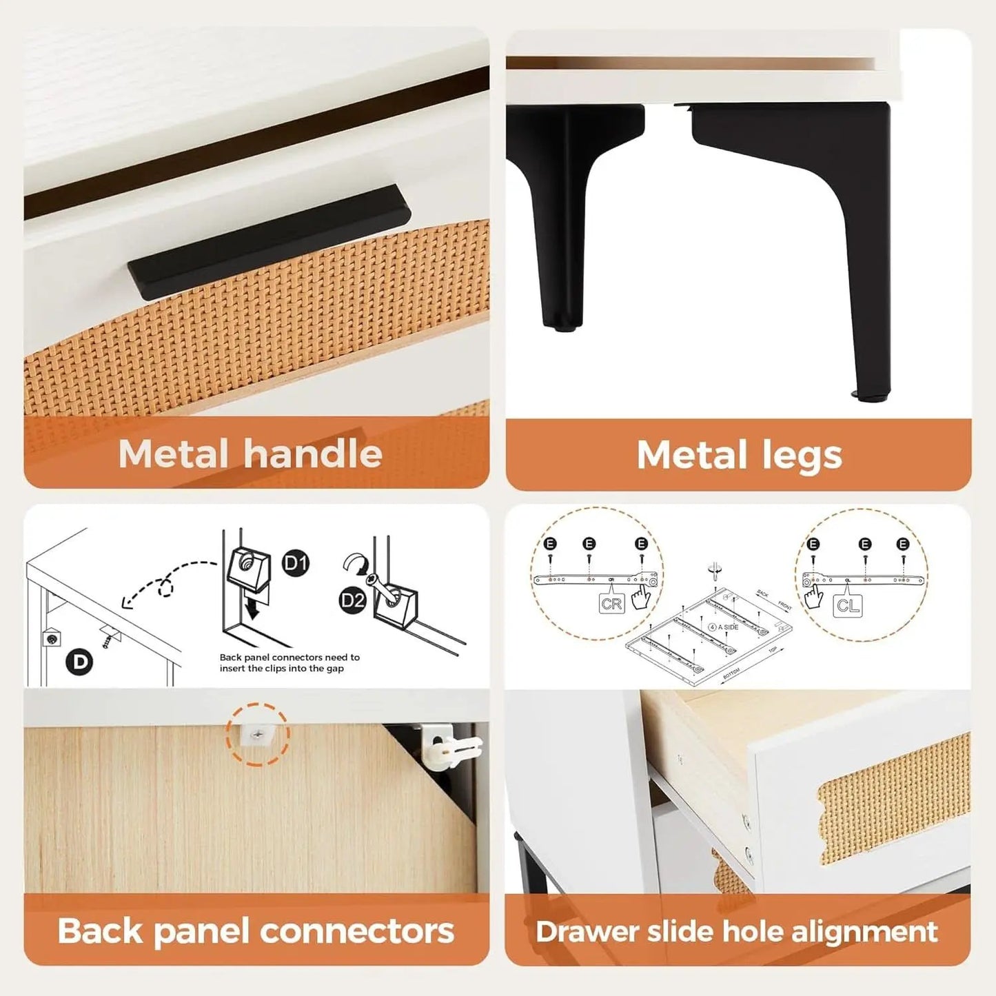 Six Drawer White Dresser With Industrial Steel Base from PriceLows™