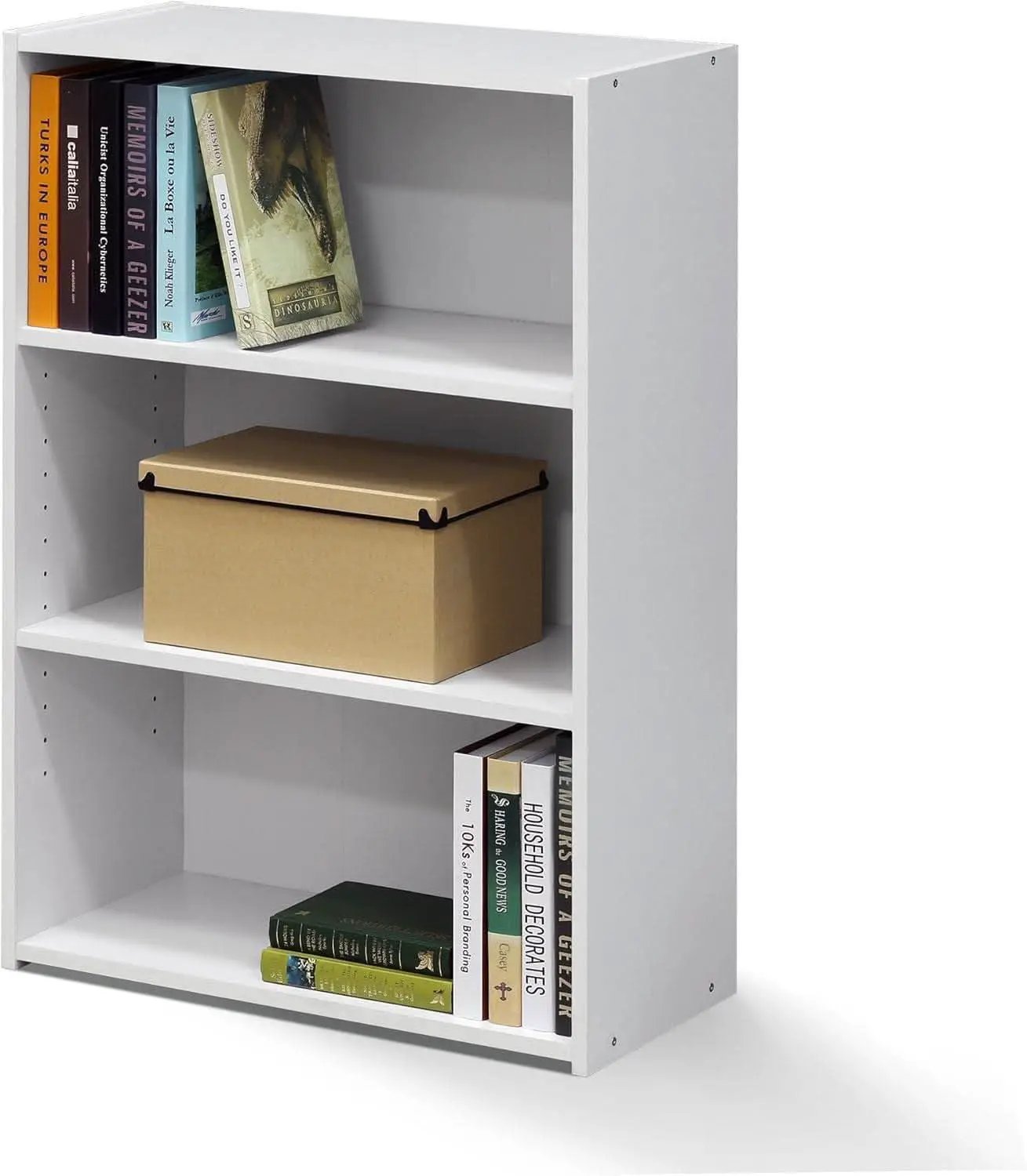 Soft White 3 Tier Bookcase With Open Shelves Living Room from PriceLows™
