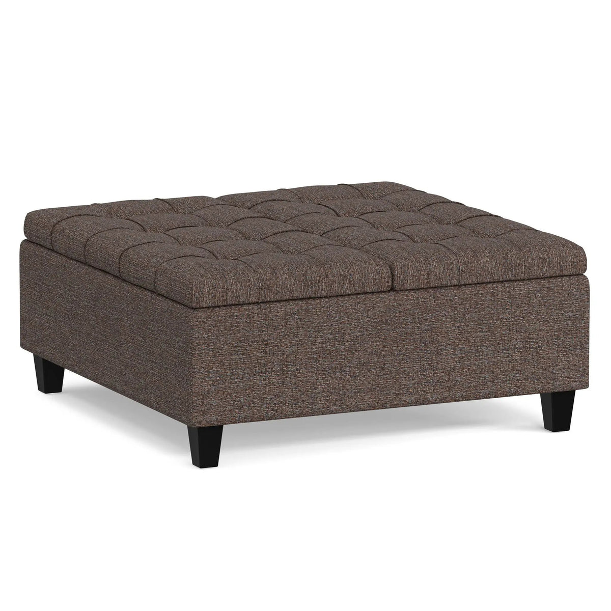 Coffee Table Storage Ottoman | Lift Top Hinge | Solid Wood Base | Large Square