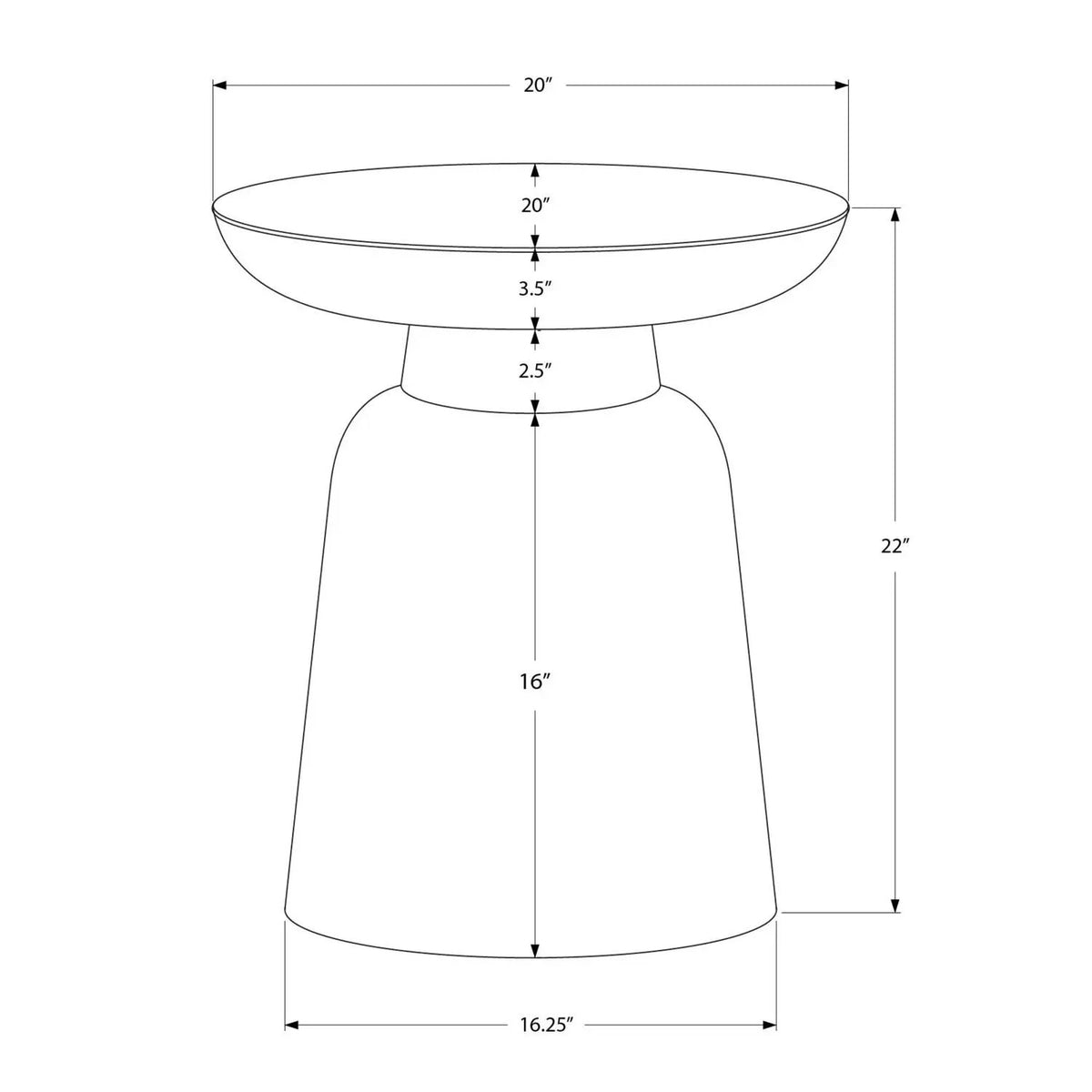 Drum Accent Side Table | Hammered Texture | Elegant Bell Shape | Handcrafted Metal