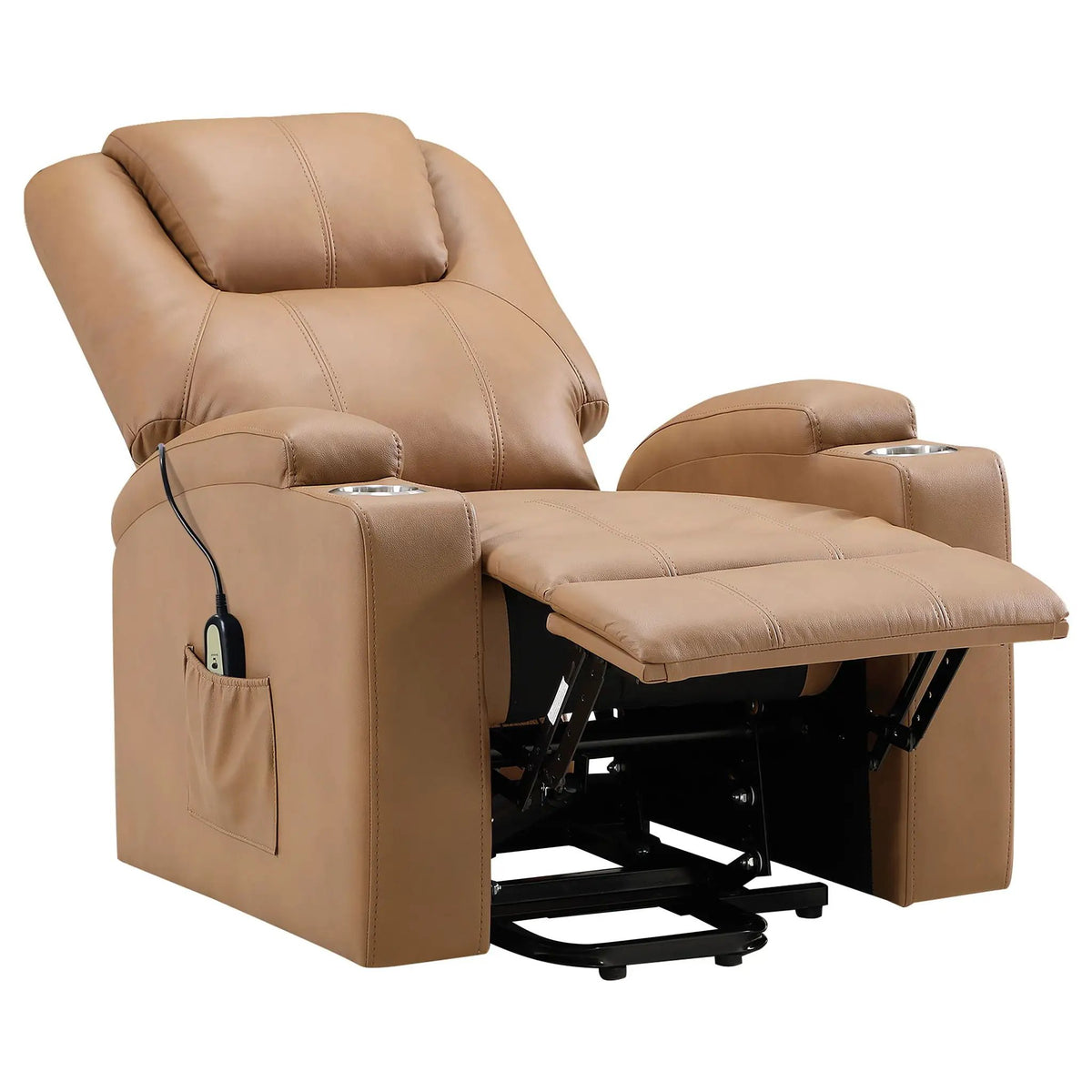 Macklin Power Lift Massage Recliner | Heat And Massage | Dual Cupholders | Smooth Upholstery