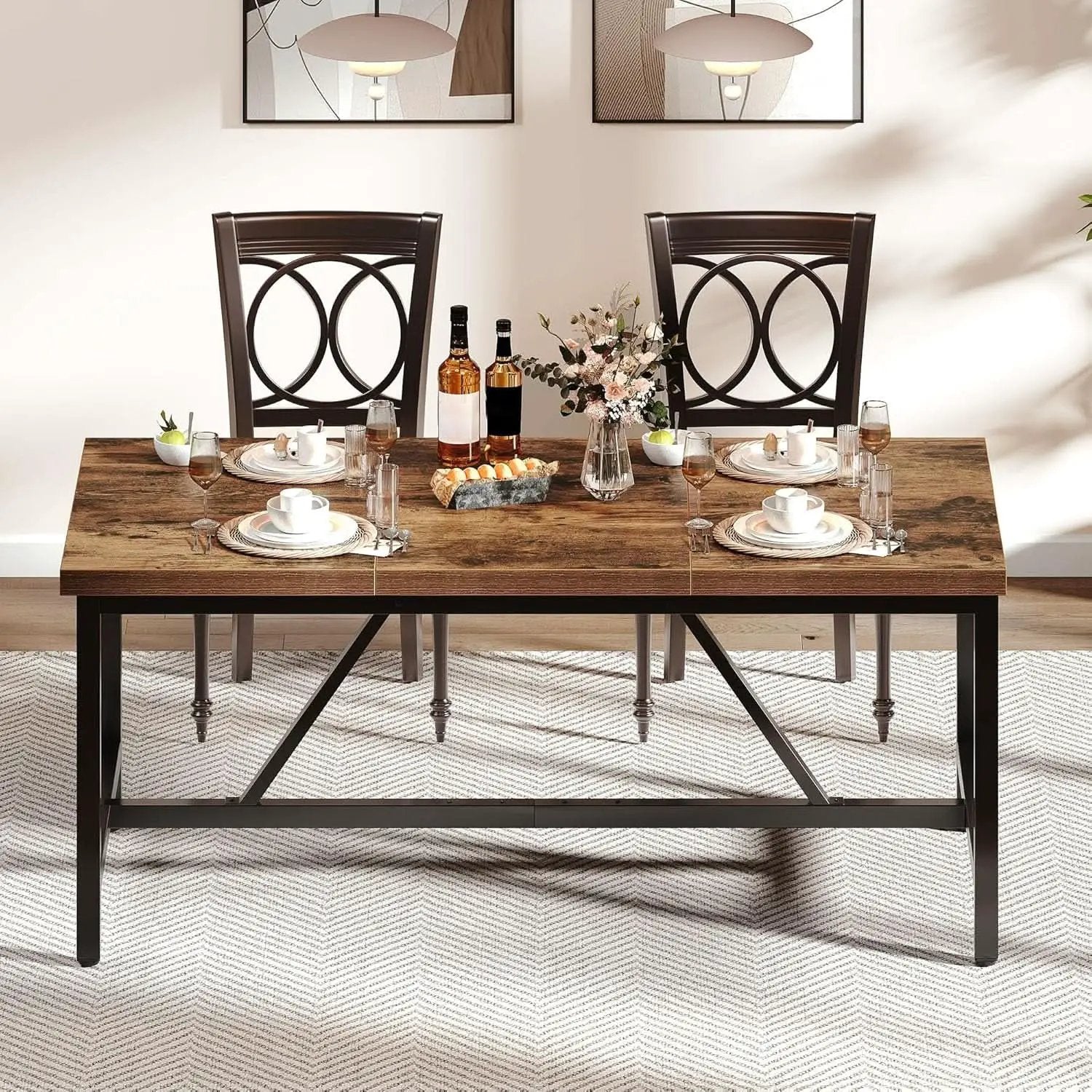 70.8 Inch Solid Wood Dining Table For 6 To 8 People from PriceLows™