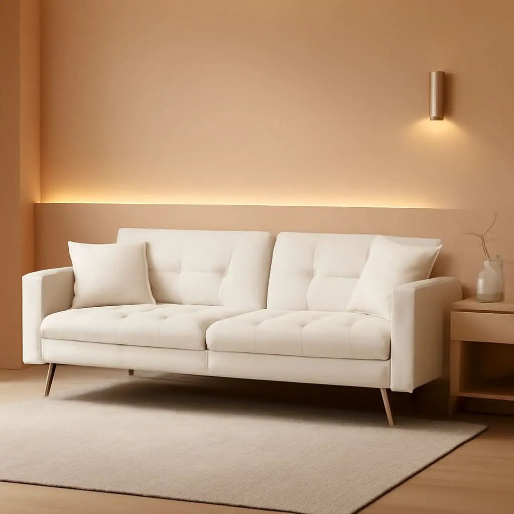 Adjustable Loveseat Sofa Bed With Split Back And Metal Legs from PriceLows™