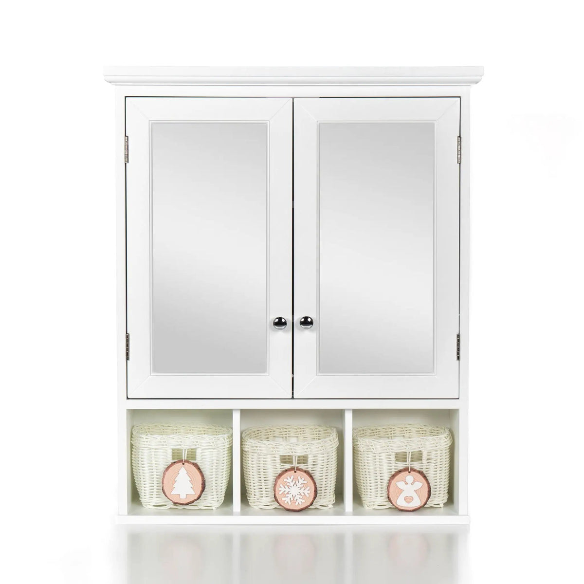 Bathroom Medicine Cabinet With Mirror | 2 Doors | Adjustable Shelves | Water-Based Paint Finish