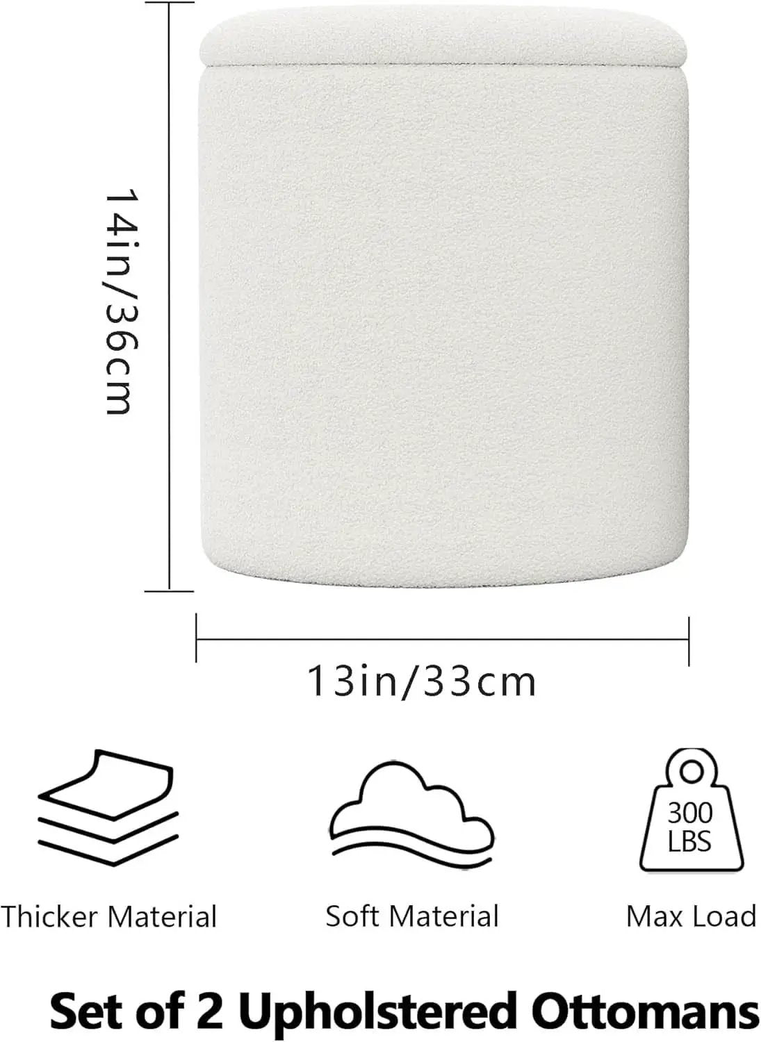White Storage Ottoman Pouf With Hidden Compartment from PriceLows™